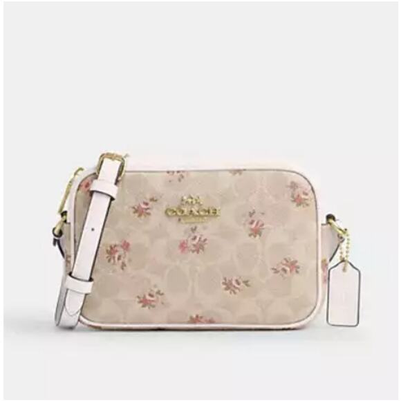 Coach Handbags - Coach Gold Sand Multi Floral Print In Signature Canvas Mini Jamie Camera Bag